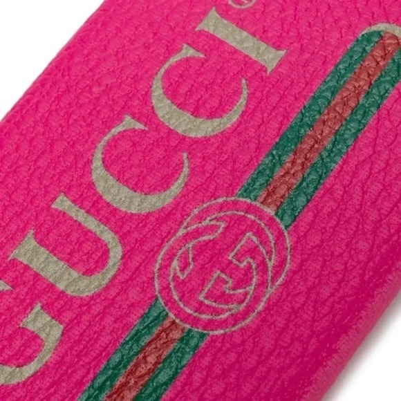 GUCCI Vintage Logo Print IPhone SE/7/8 Leather Pink Phone Case - Picture 4 of 14